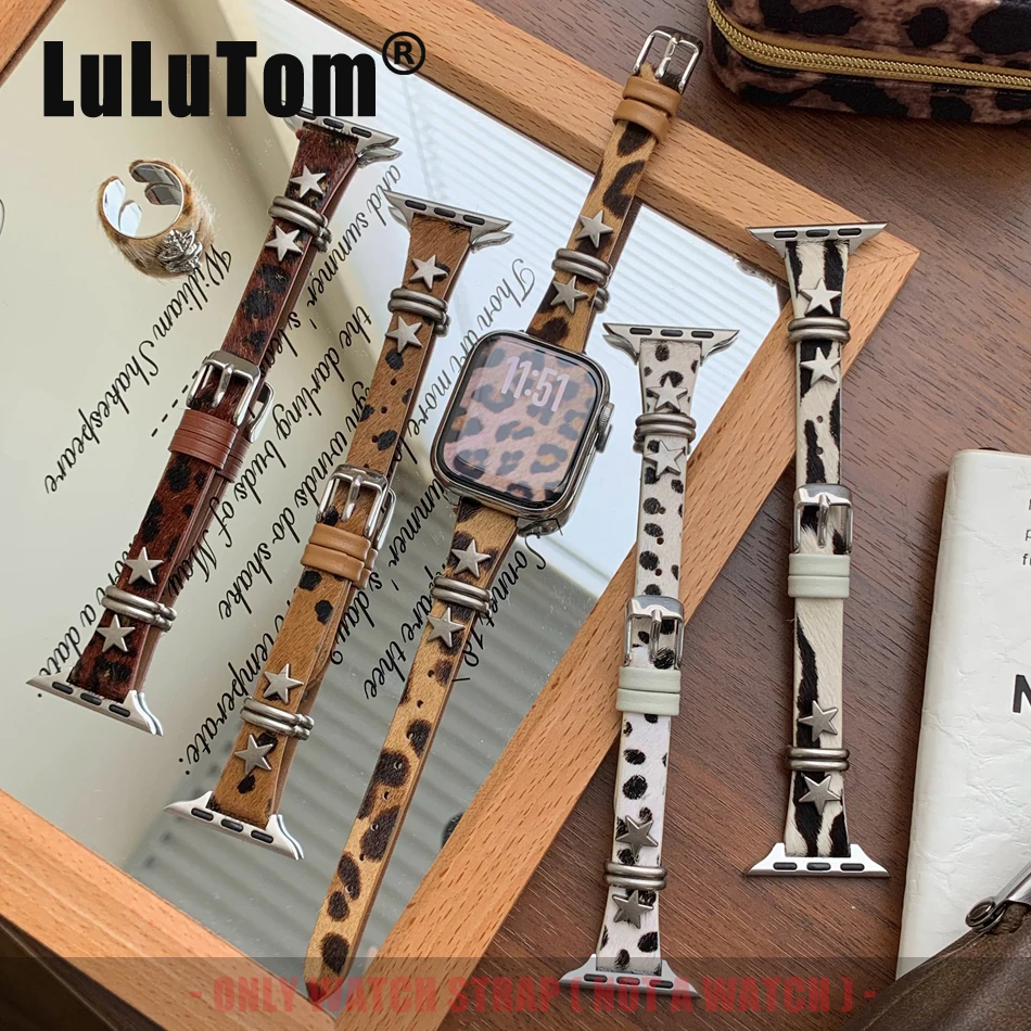 

Роскошный ремешок с винтажным узором для Apple Watch Series 11, 10, 9, 8, 7, 6 SE 5 UItra iWatch 49/46/45/44/42/41/40/38 мм, плюшевый кожаный ремешок