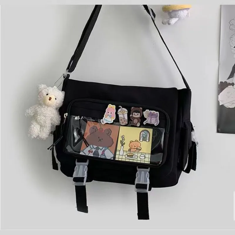 College Style Casual Crossbody Canvas Bags, Japanese Versatile Shoulder Bag, Suitable for Commuting and Attending Classes