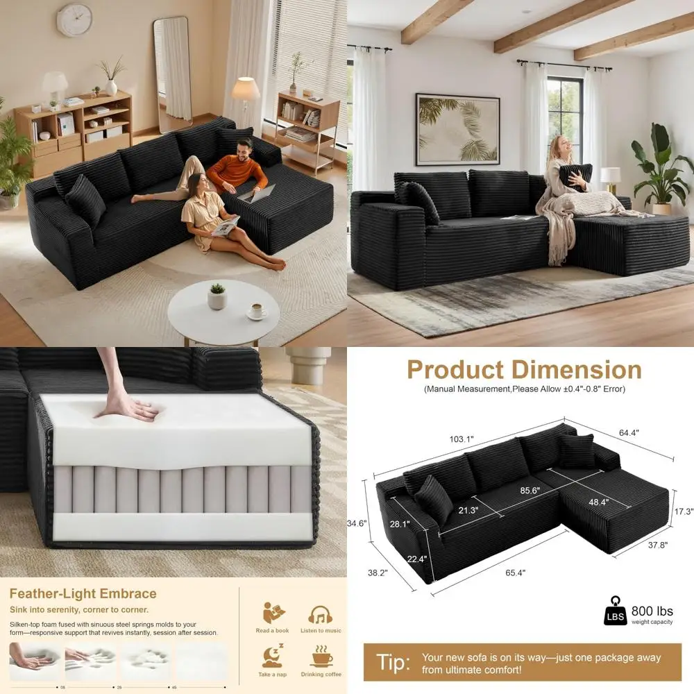 

«Большой l-образный секционный диван-облако для современной гостиной и спальни».