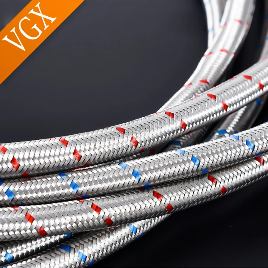 VGX G1/2 G3/8 G9/16 304 Stainless Steel Flexible Plumbing Pipes Cold Hot Mixer Faucet Water Supply Pipe Hoses Bathroom Kitchen