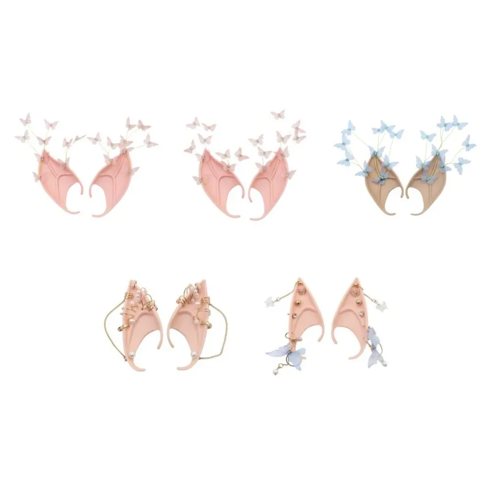 Cosplay halloween orelhas de elfo floresta borboleta com brinco balançar orelhas falsas cosplay traje falso piercing brincos