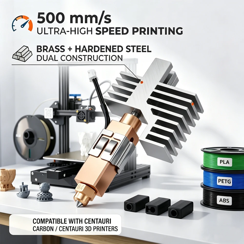 

Керамический хотэнд для 3D-принтера Centauri Carbon, высокоскоростной (500 мм/с), с двойным соплом из закаленной стали, без протечек