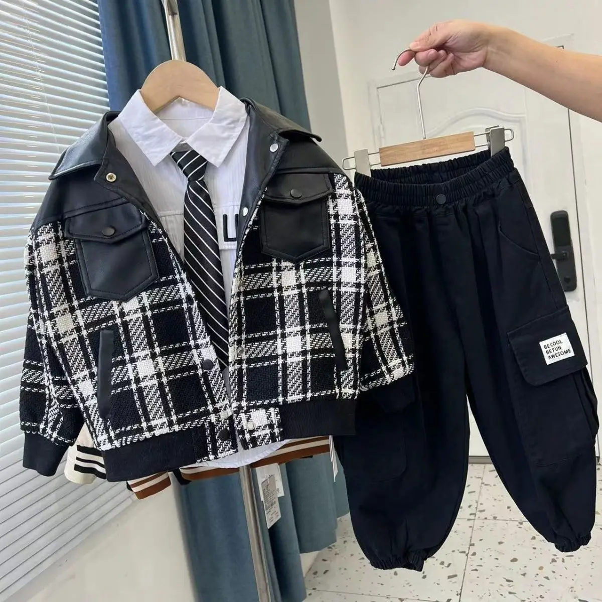 

Kids Boys Girl Coat Spring And Autumn 2024 New Style Clothing Baby Spring Jacket Top Boys Cool And Handsome Baseball Uniform
