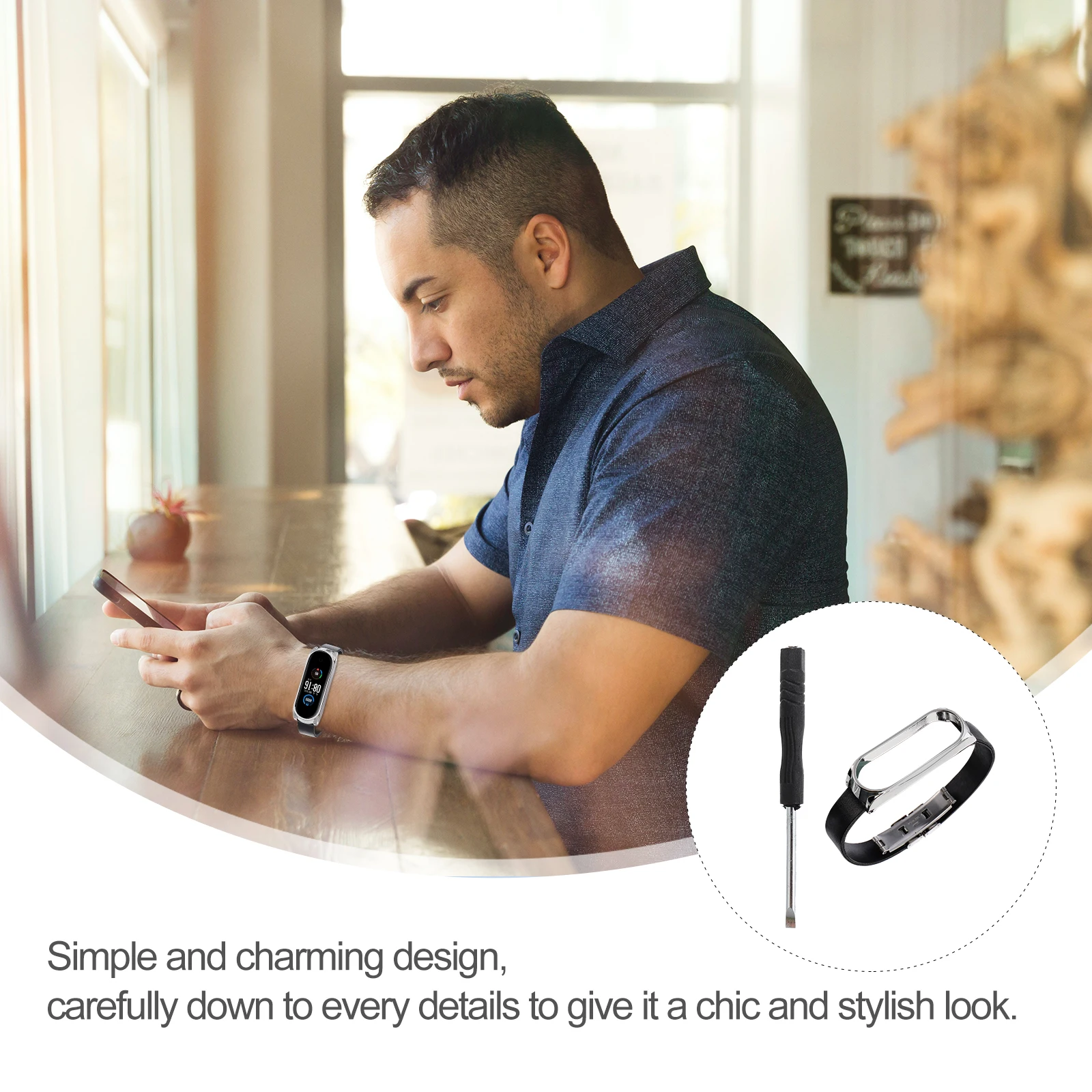

Bracelet Snap Shell Bracelets Band Strap Compatible for Mi Replacement Watch Fit with Pu Wristband Fitness