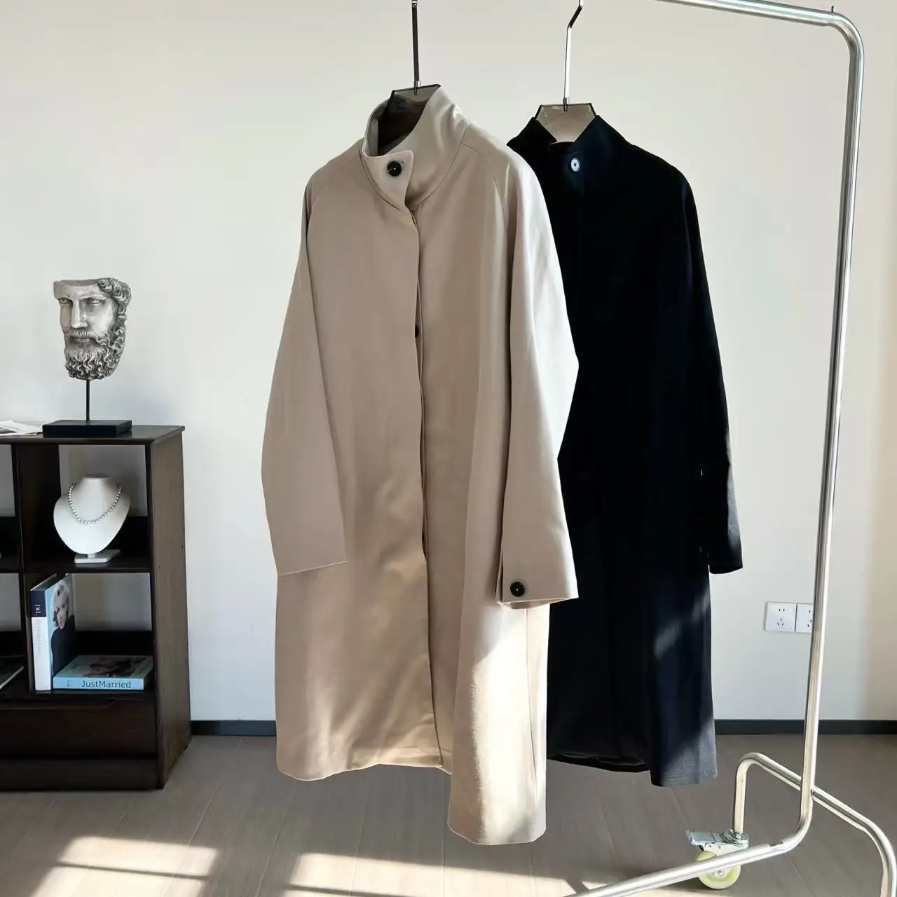 

Осенне-зимний модный шерстяной длинный плащ с воротником-стойкой и скрытой планкой для женщин