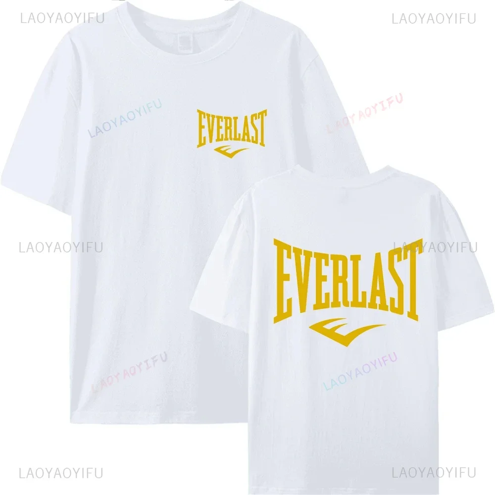 EVERLAST Boxing Logo Cotton T-shirt Fashion Men\'s and Women\'s Short-sleev Printed Tshirt Casual Harajuku Street Clothes Tops