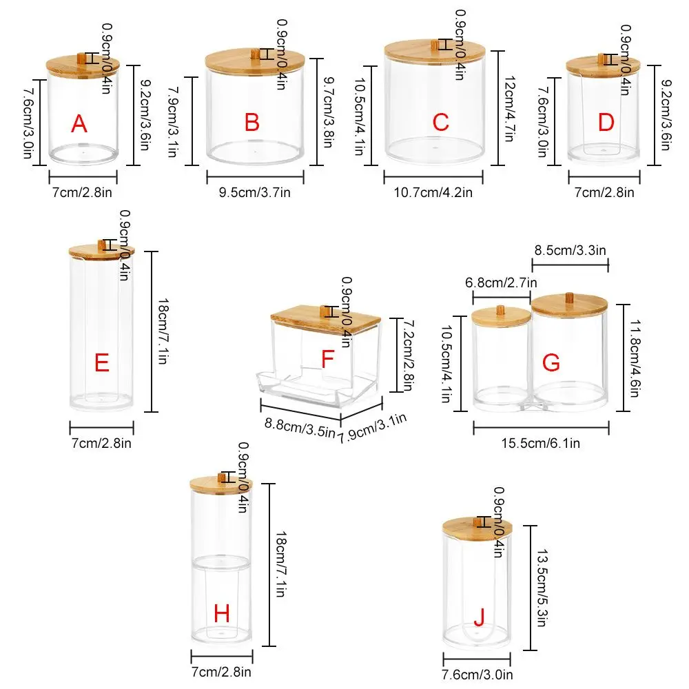 Acrylic Multifunctional Makeup Cotton Pad Organizer Storage Box For Cotton Swabs Rod Bathroom Container with Bamboo Lid