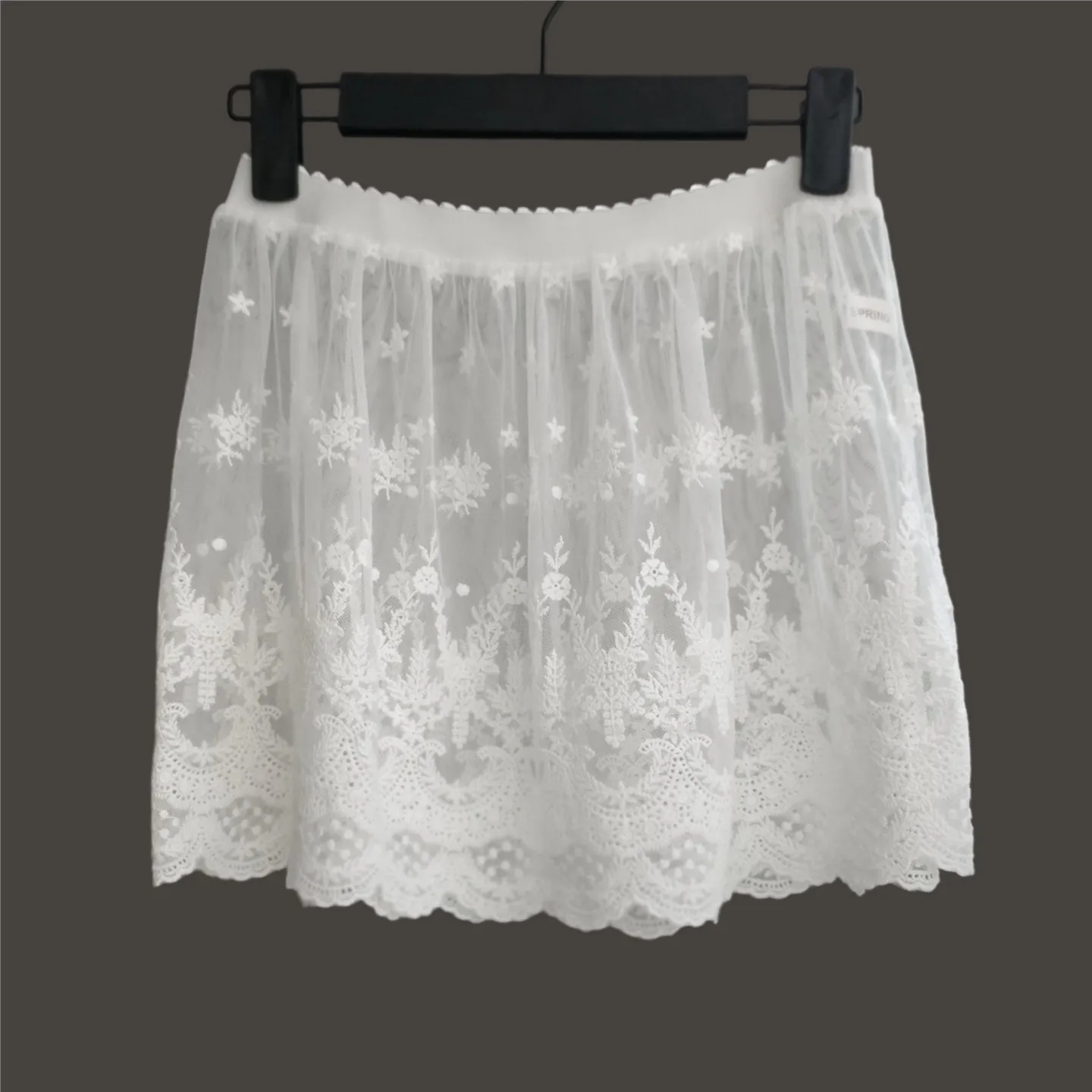 

Lace Short Skirt Cotton Thread Embroidery Half-length Casual Style Mid-waist Design Multi-layered Crossbody Cover-Up