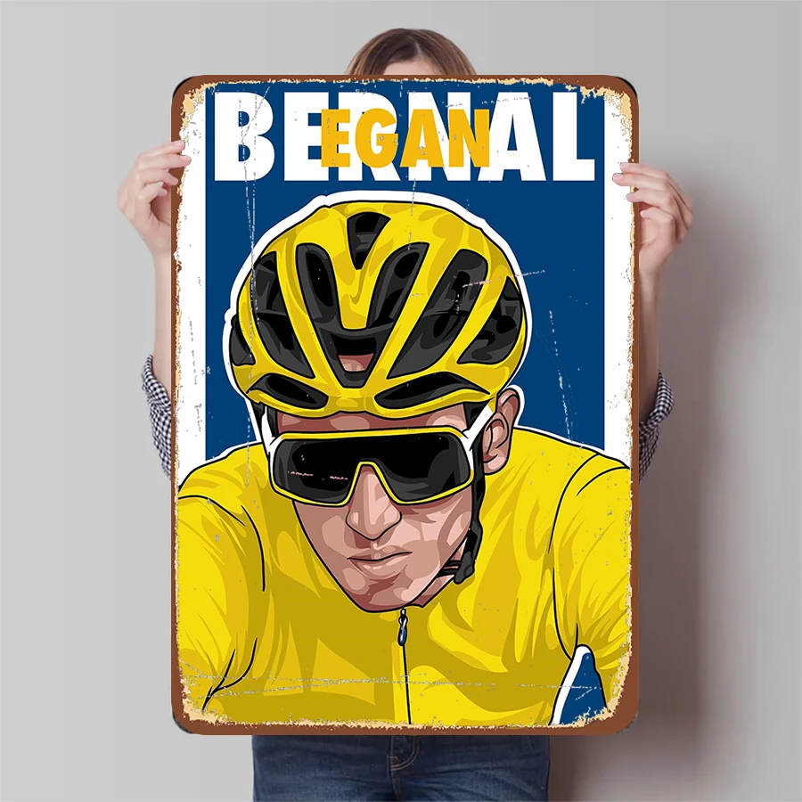 Bernal-Póster de ciclismo de Jersey amarillo, letrero de estaño de Metal, decoración deportiva para bicicleta, regalo de colección para fanáticos de equitación