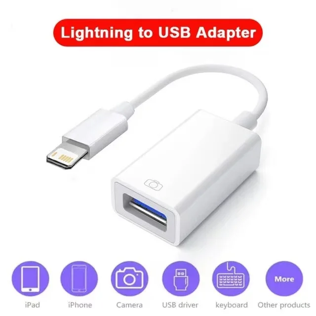 8-Pin to USB OTG Adapter Cable For iPhone 14 13 12 11 Pro Max Xs XR 7 8 iPad for iOS 13 above for Mouse Camera Card Reader