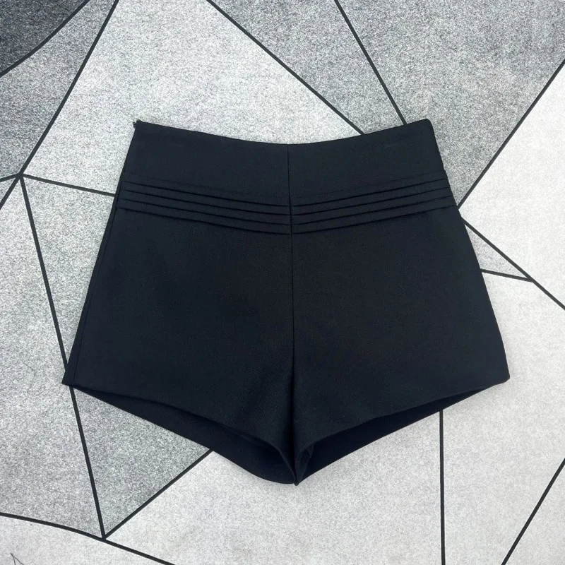 2025年新作オリジナルショートパンツ ハイウエスト 無地 多用途 アウターウェア Aラインパンツ ジッパー付き カジュアル エレガント ホットパンツ