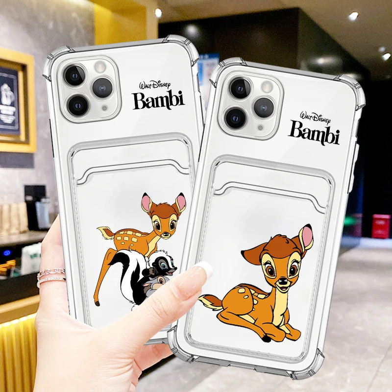 

Disney Deer Bambi Cute For iPhone 15 14 13 12 11 XS XR X 8 7 Pro Max Plus Mini Photo Card Bag Transparent Cover Phone Case