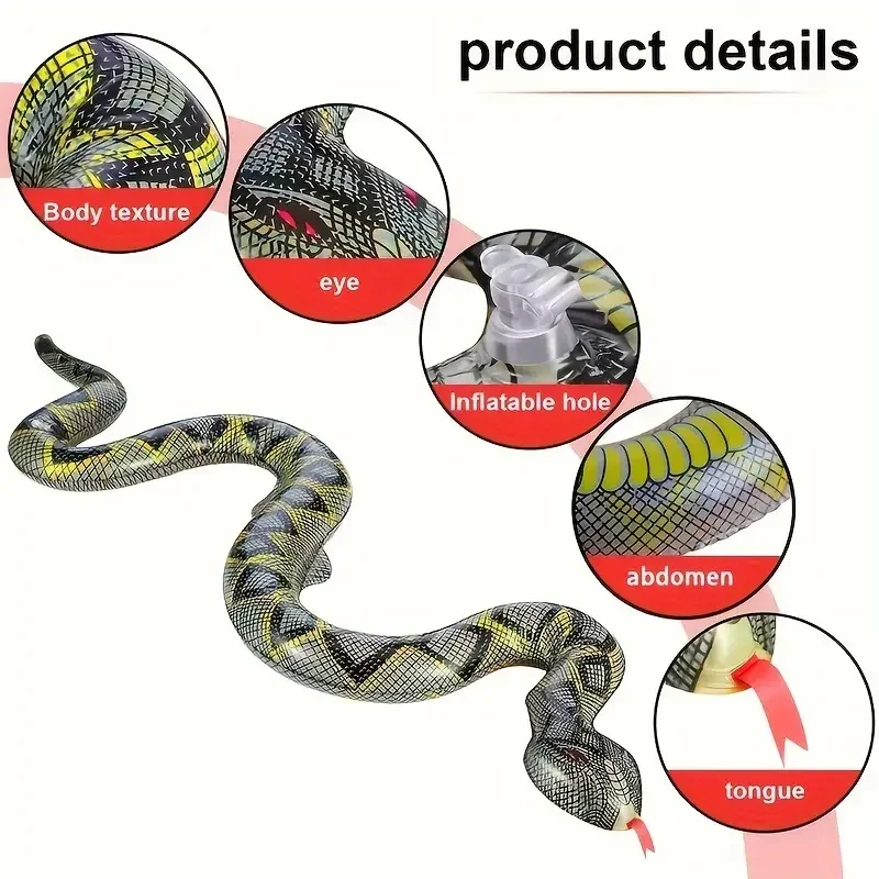 Aufblasbarer PVC-Python, Halloween-Scherzartikel, Gruseliges Realistisches Spielzeugschlangen-Modell – Detail 3