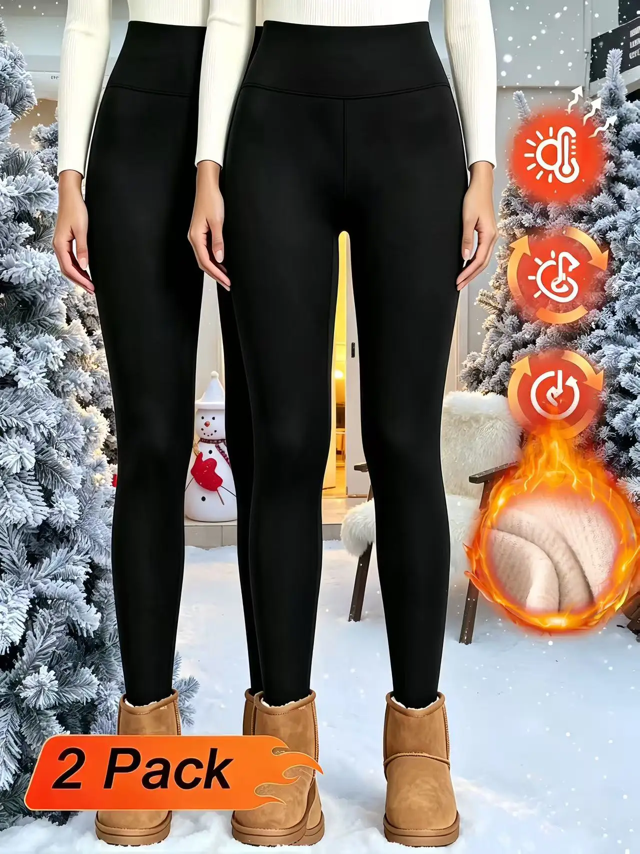 2-piece ladies' black high-grade velvet leggings, warm in autumn and winter wear high-elastic feet pants