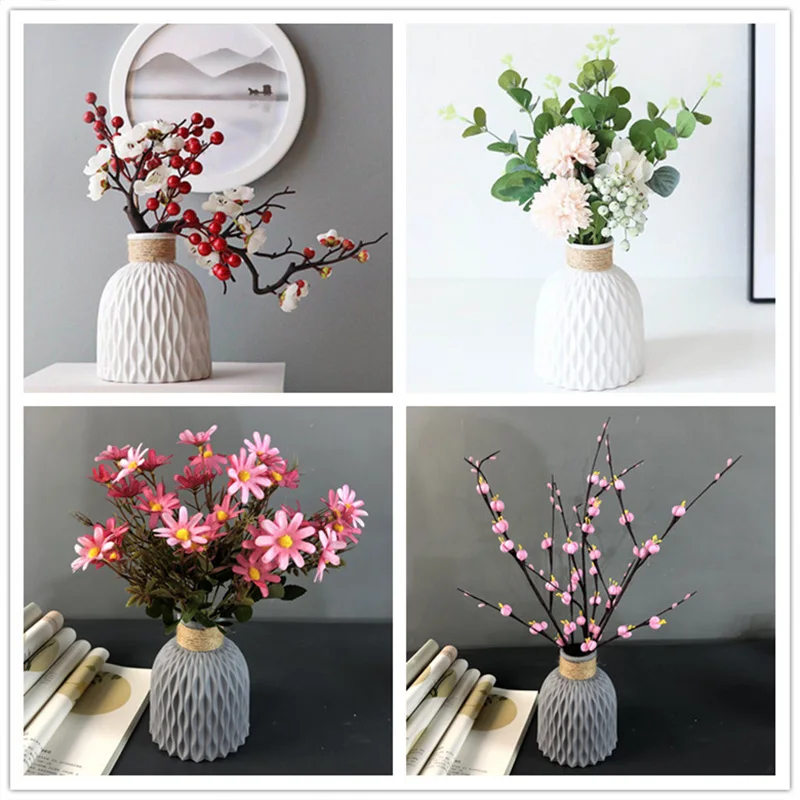 Modern Flower Vase White Pink Blue Plastic Vase Flower Pot Basket Nordic Home Living Room Decoration Ornament Flower Arrangement image 6