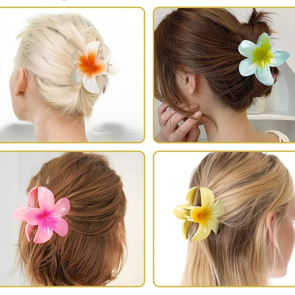 Artiglio per capelli con fiore di giglio stile vacanza bohémien Fermaglio per capelli dolce per donna Artigli per capelli floreali Accessori per