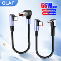 66W 90° Short Cable Fast Charging USB Type C to Type C Cable For Power Bank USB C Cable For iPhone 16 15 Sumsung 0.15/0.25/0.5M