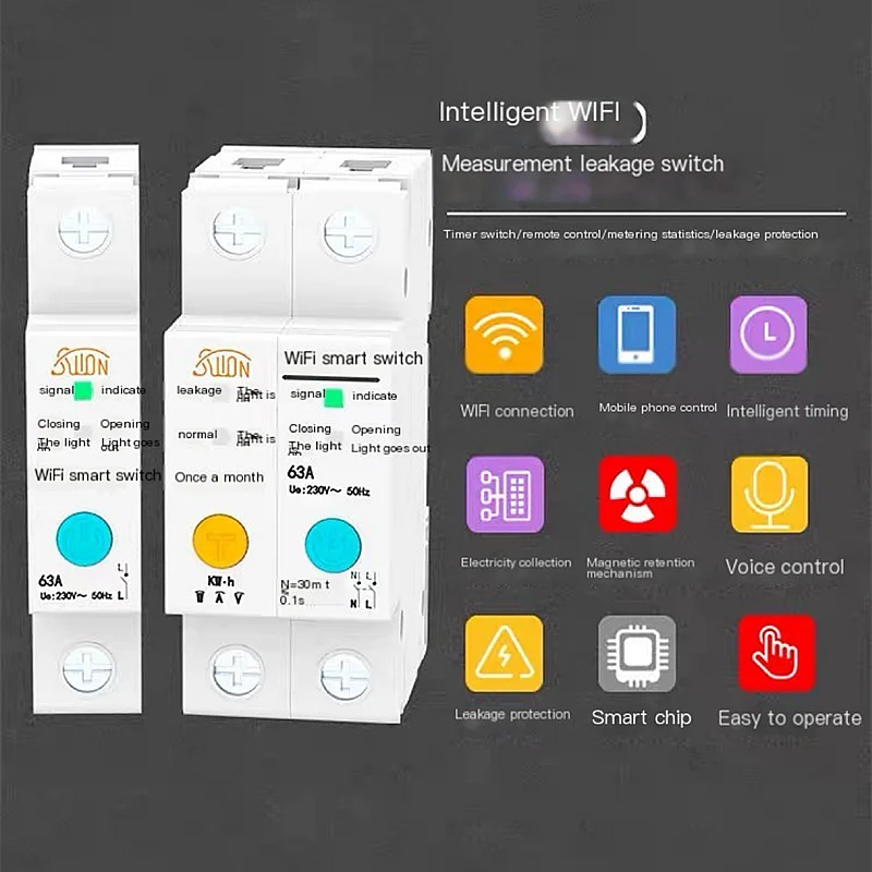 WIFI metering switch intelligent leakage circuit breaker current voltage power data acquisition mobile phone remote control
