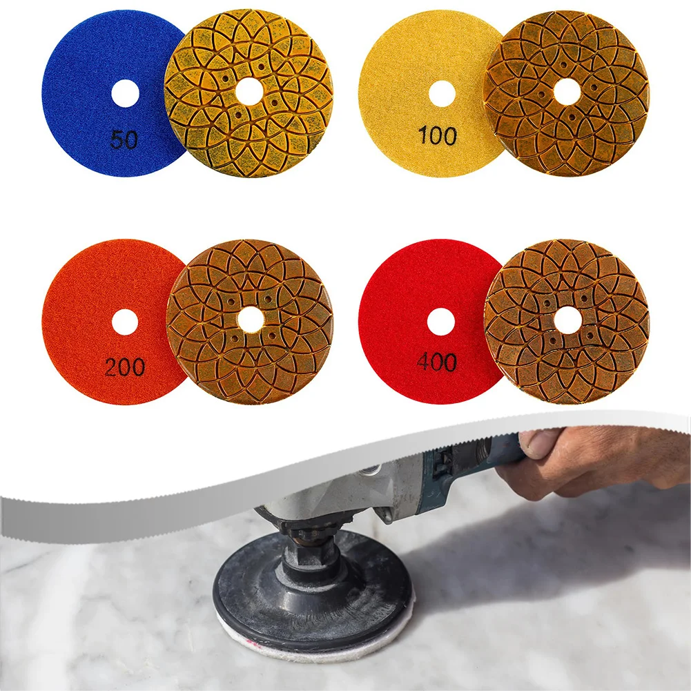 1/4 قطعة 4 بوصة/100 مللي متر وسادة تلميع معدنية ، السندات النحاسية ، مناسبة لتلميع وطحن الخرسانة والجرانيت والرخام والأحجار الأخرى