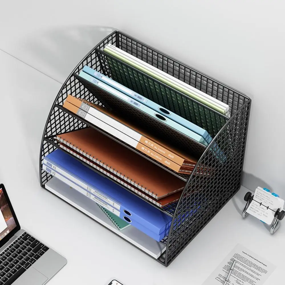 

Durable Mesh Desk Organizer Portable Multi-functional Book Stand Convenient Storage Box Office Supplies