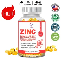 Vitality Zinc 50mg Capsules for Supports Cellular Energy Production and Collagen Formation, Immune System Support