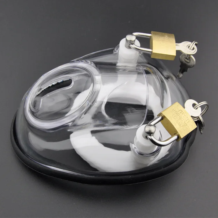 Hot Sale Male Plastic Chastity Devices  With Two Rings Cock Cage Penis Lock Bondage Chastity Cage ,Chastity Belt BDSM Sex Toys