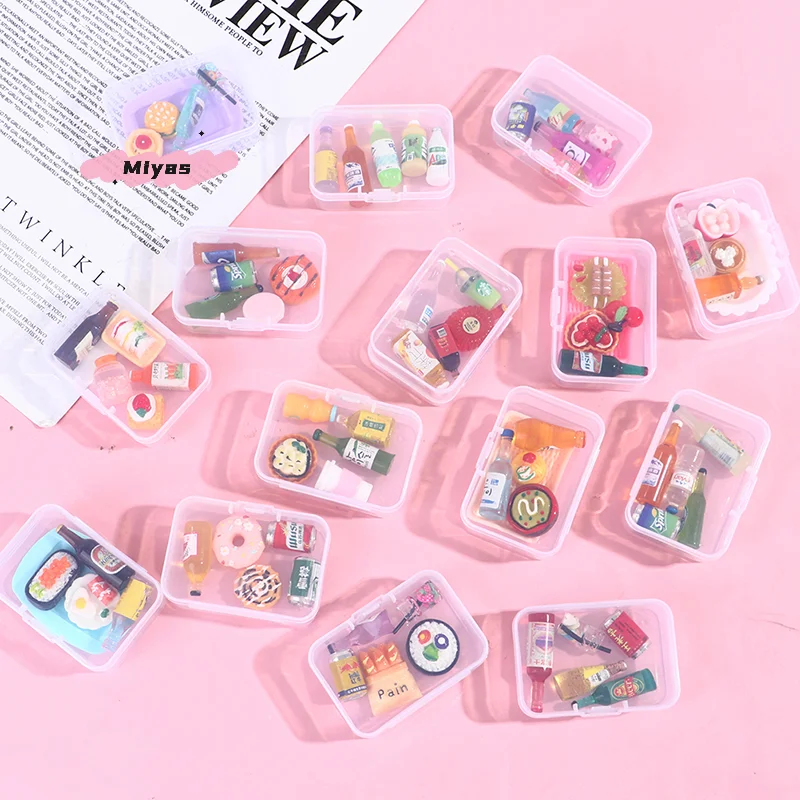 5Pcs/set Random Dollhouse Miniature Drink Bottle Food Dessert Plate Model 1/12 Mini Pretend Play Toy Doll House Accessories