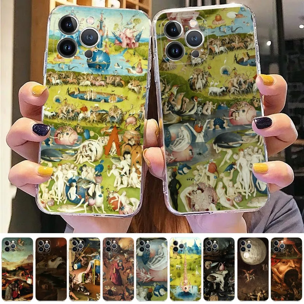 Hieronymus Bosch Art Painting Phone Case for iPhone 8 7 6 6S Plus X SE 2020 XR XS 14 11 12 13 Mini Pro Max Mobile Case