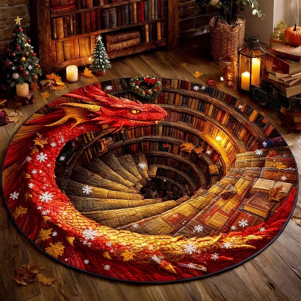 Round Area Rug 2D Illusion Optical Hole Cartoon Ice Figure Sculpture Embossed White Snow Waves Teal Blue Ice Pit Base For Floor