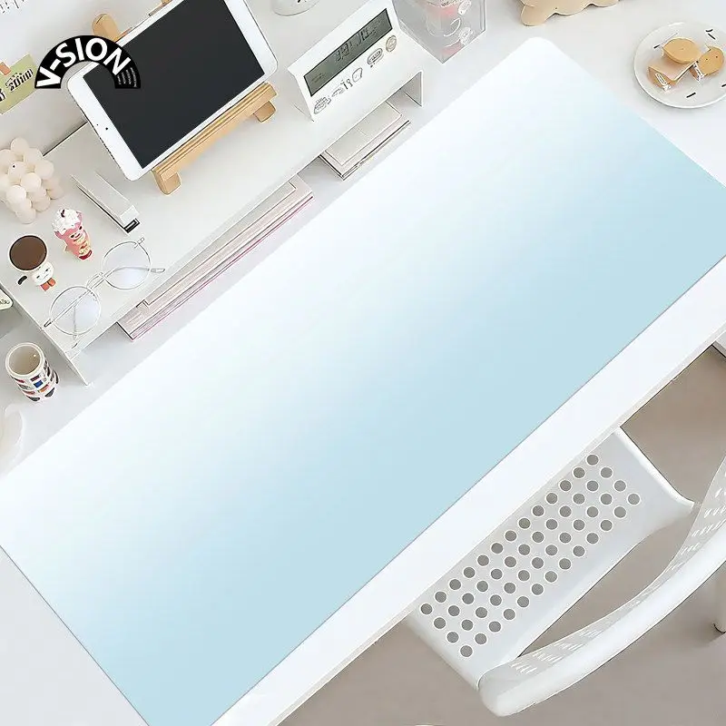 VIKAMA Schreibtischunterlage mit Farbverlauf, wasserdicht, Gaming-Mauspad, hellblaue Tischunterlage, minimalistischer Stil, Desktop-Dekoration für Mädchen, Zuhause