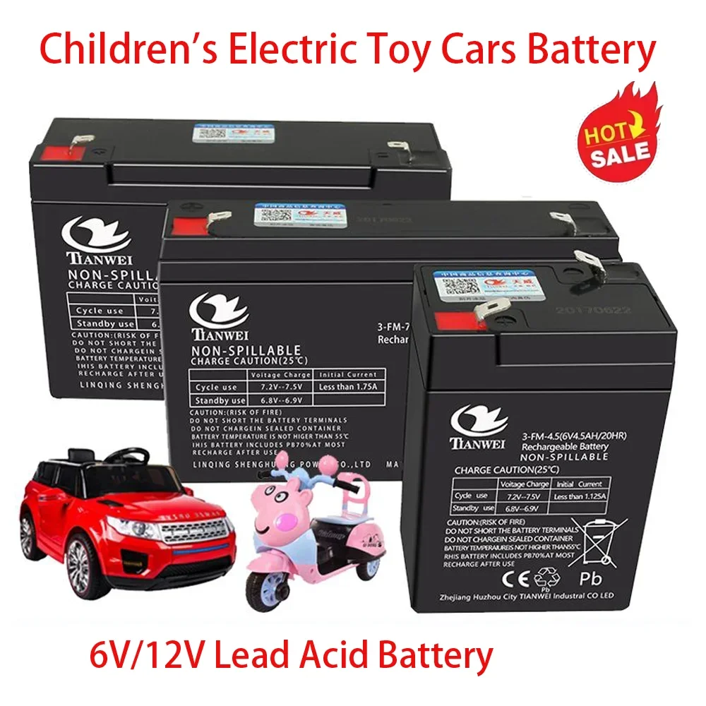 

6V/12V Electric Toys Rechargeable Battery 5Ah-12Ah Options for Children's High Capacity Fit Toy Cars, Motorcycles Baby Strollers