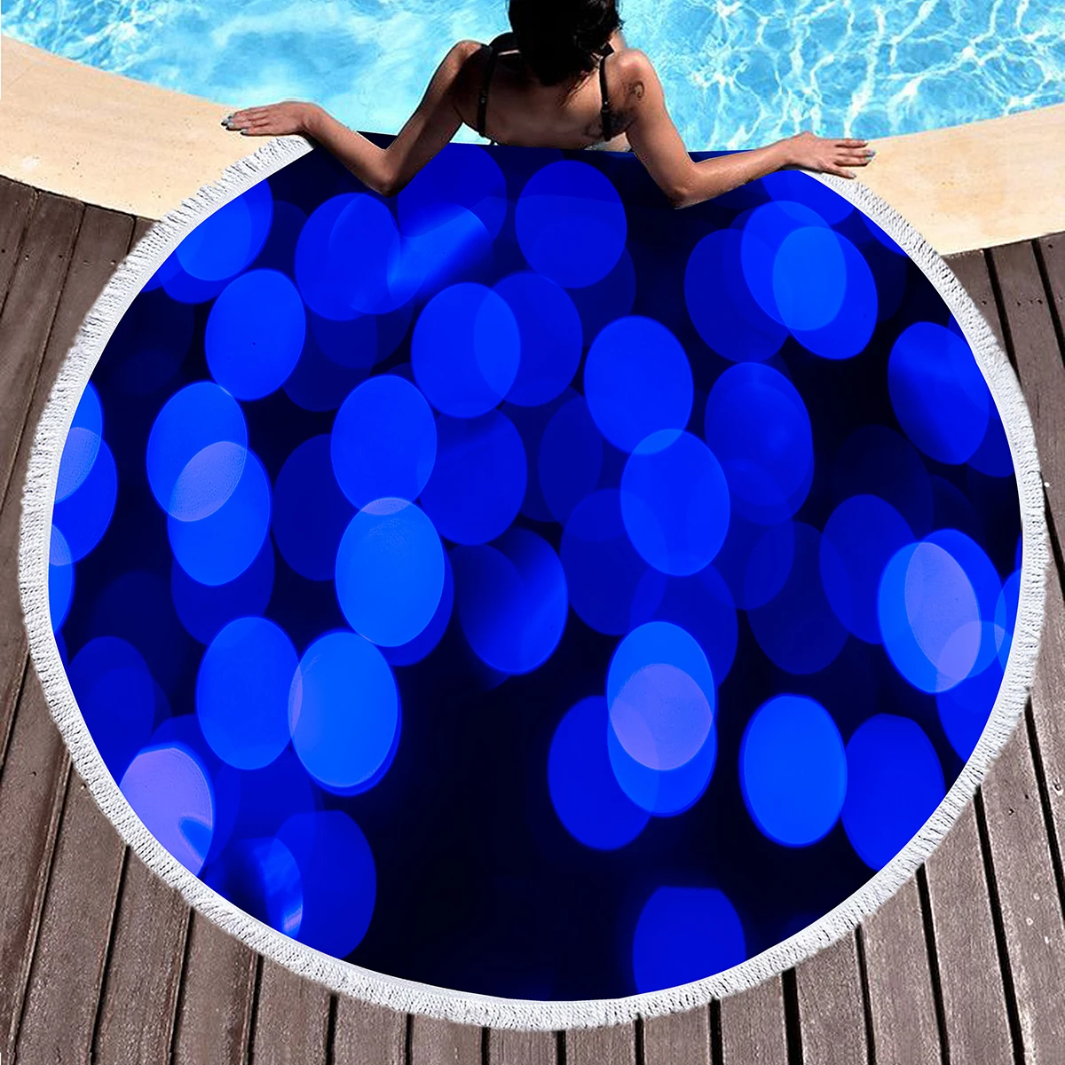 Round Beach Towels,Irregular Circle Geometric Printing Sand Resistant Beach Blankets,Absorbent Quick Dry Pool Towels Picnic Mats