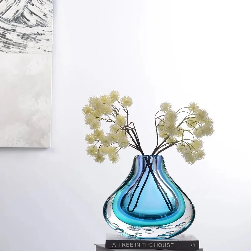 

Blue-purple Guanyin bottle, modern simple and high-end glazed vase, gift flower device at the entrance of the living room