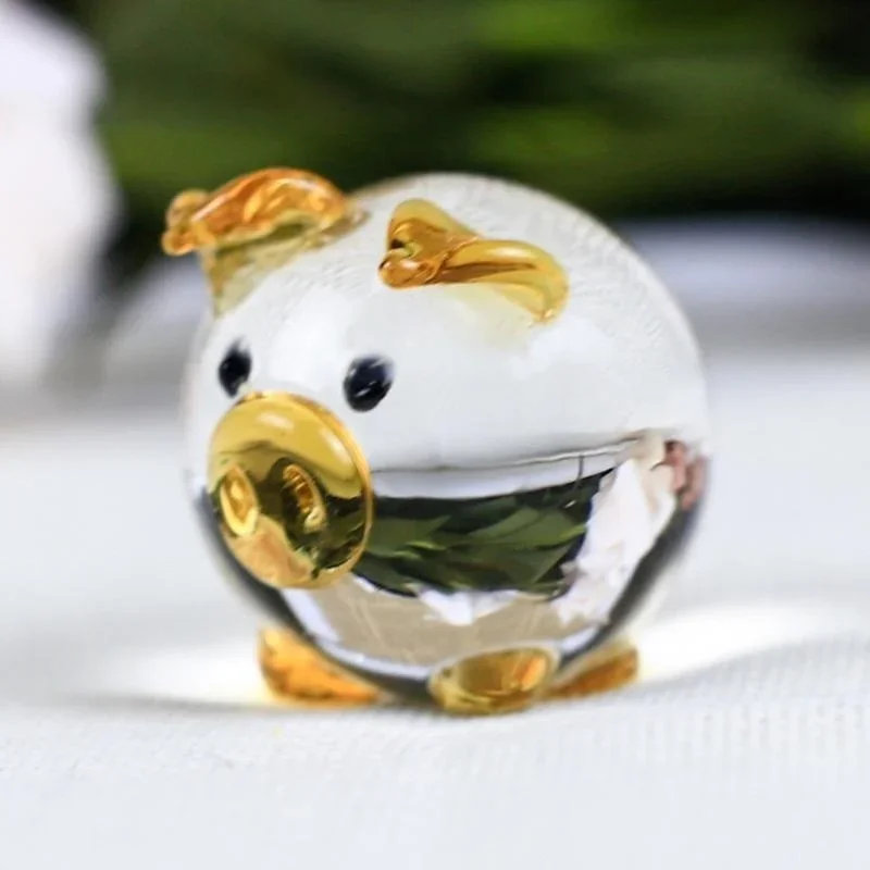2020 Cute Glass Pig Figures Glass Miniatures Miniature Animal House Decoration Crafts Cute Ornaments