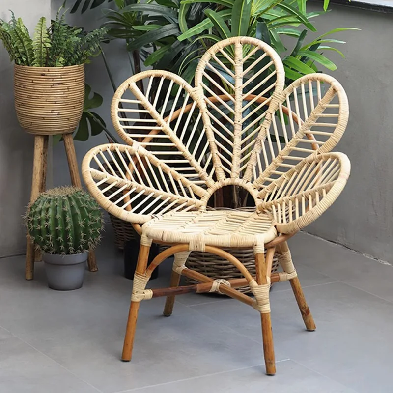 Factory Direct 2026 vine peacock rattan chair ins single Nordic home Japanese rattan chair coffee table balcony handmade leisure