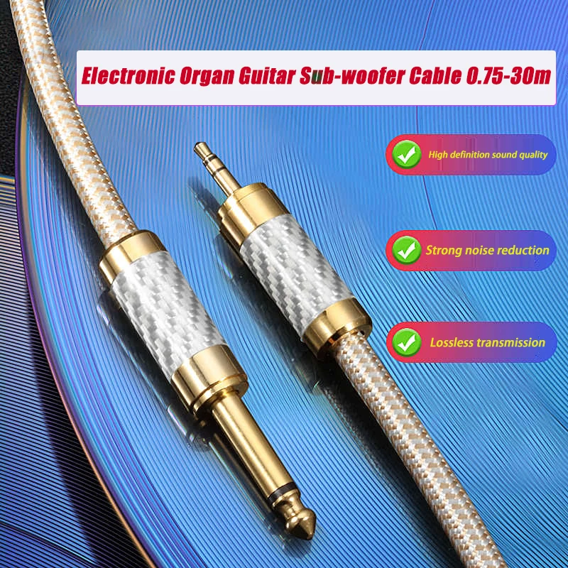 

Hi-fi Audio Cable Mini Jack 3.5mm to 6.35mm 1/4 Inch TS Jacke for Electronic Organ Guitar Sub-woofer Cable 0.75-30m