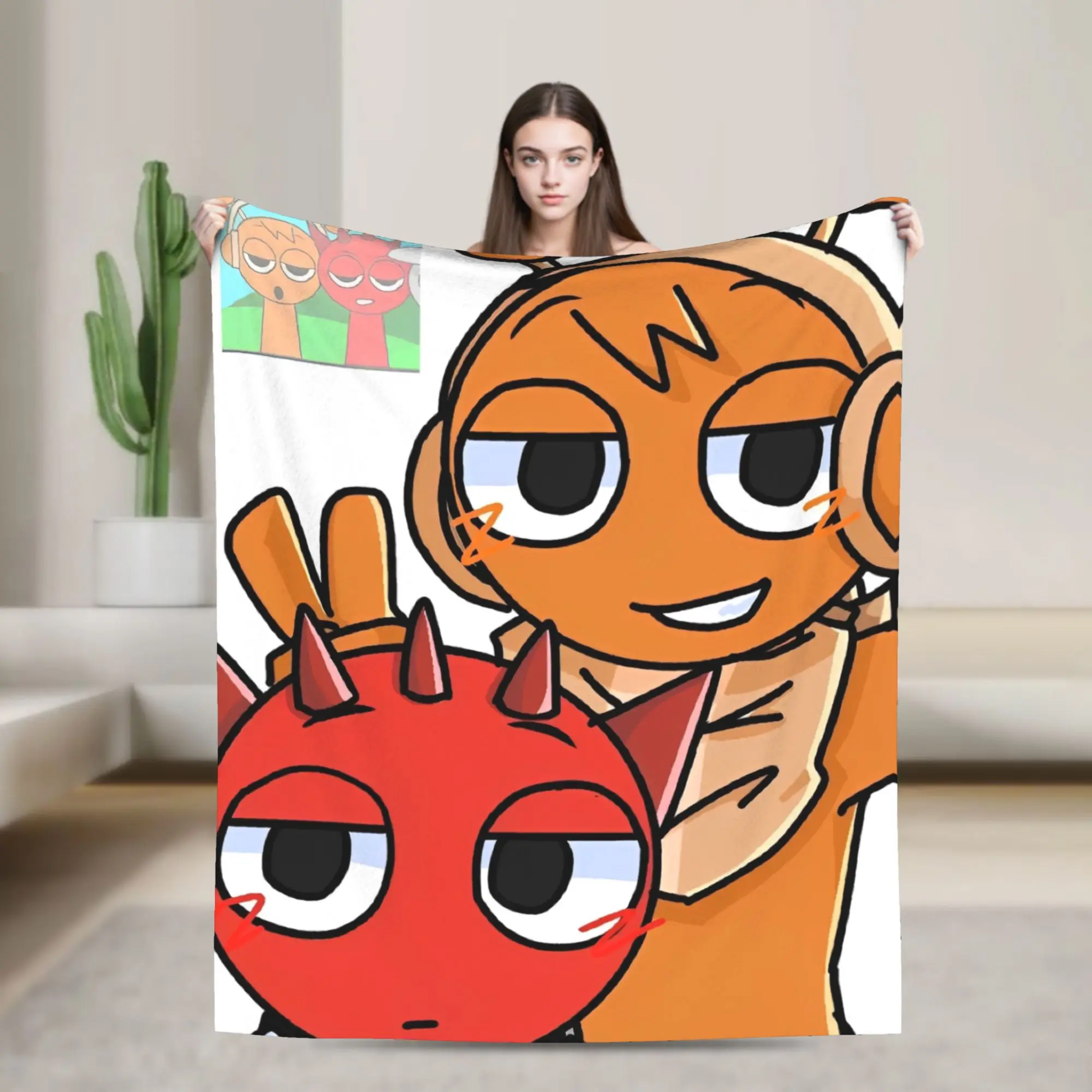 

Sprunki Game Cartoon Blankets Quality Soft Warm Throw Blanket Winter Camping Bedroom Fluffy Bedspread