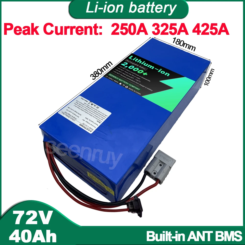 

72V 40Ah Li-ion With Charger Lithium Polymer Battery Pack Perfect For Bicycle Bike MotorCycle Dirt E-bike Electric Scooter