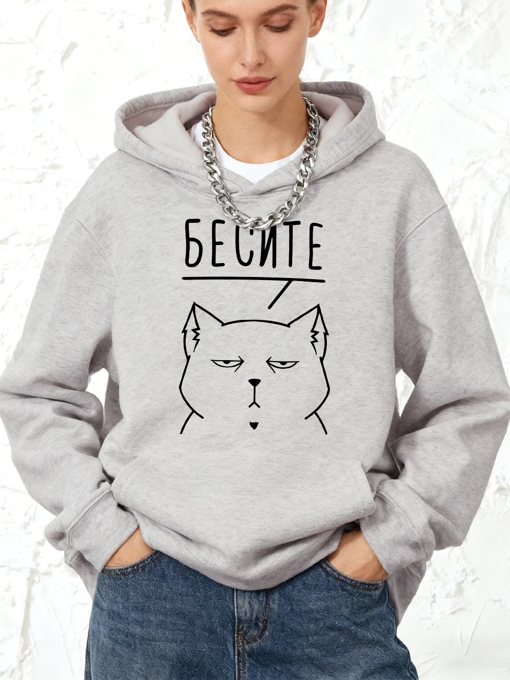 

Хлопковые толстовки с принтом «Русский сценарий» Бесите, женские зимние флисовые теплые толстовки, пуловеры с карманами для бега, спортивные свободные топы