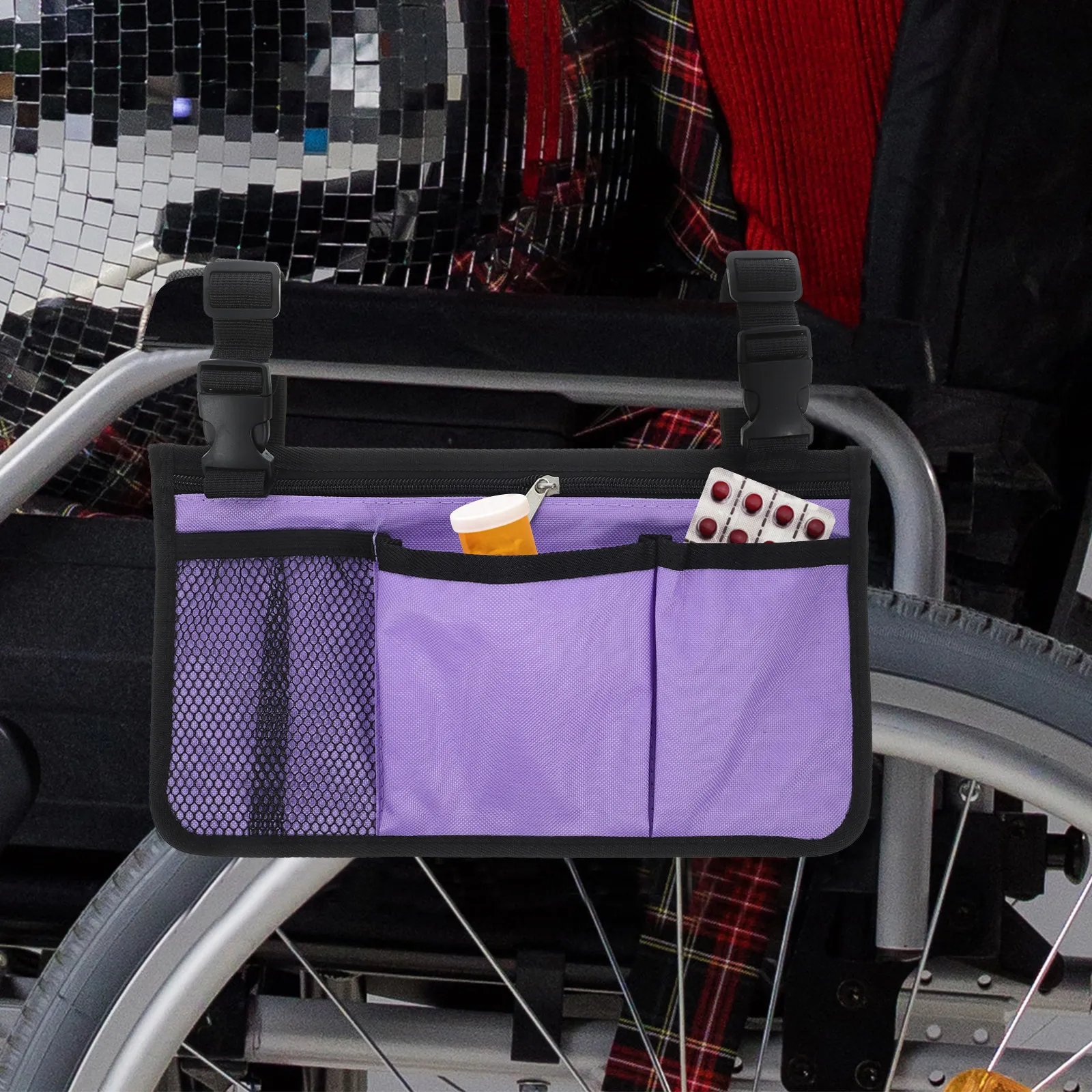 

Сумка-органайзер для инвалидных колясок из оксфордской ткани, сверхпрочная, на подлокотник, для инвалидных колясок, ходунков, детских колясок, для пожилых людей