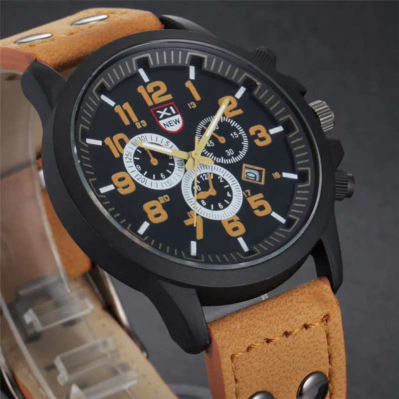 

Студенческие брендовые часы, черные мужские модные кожаные ремешки, спортивные простые кварцевые наручные часы с датой Montre Homme Relogio Masculino 2025