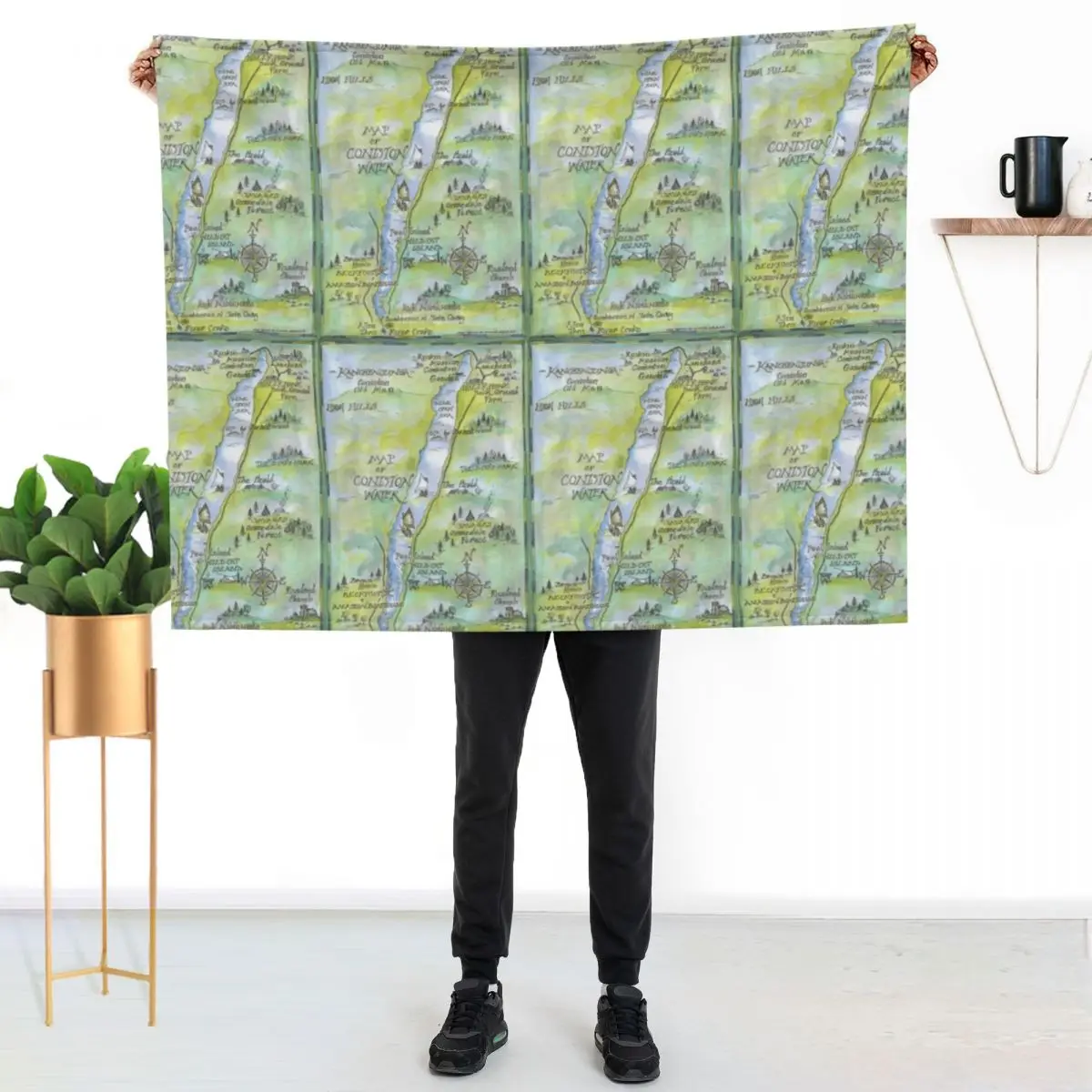 Swallows and Amazons map of Coniston Water - Throw Blanket Shaggy Flannel Thins bed plaid Soft Big Quilt Blankets