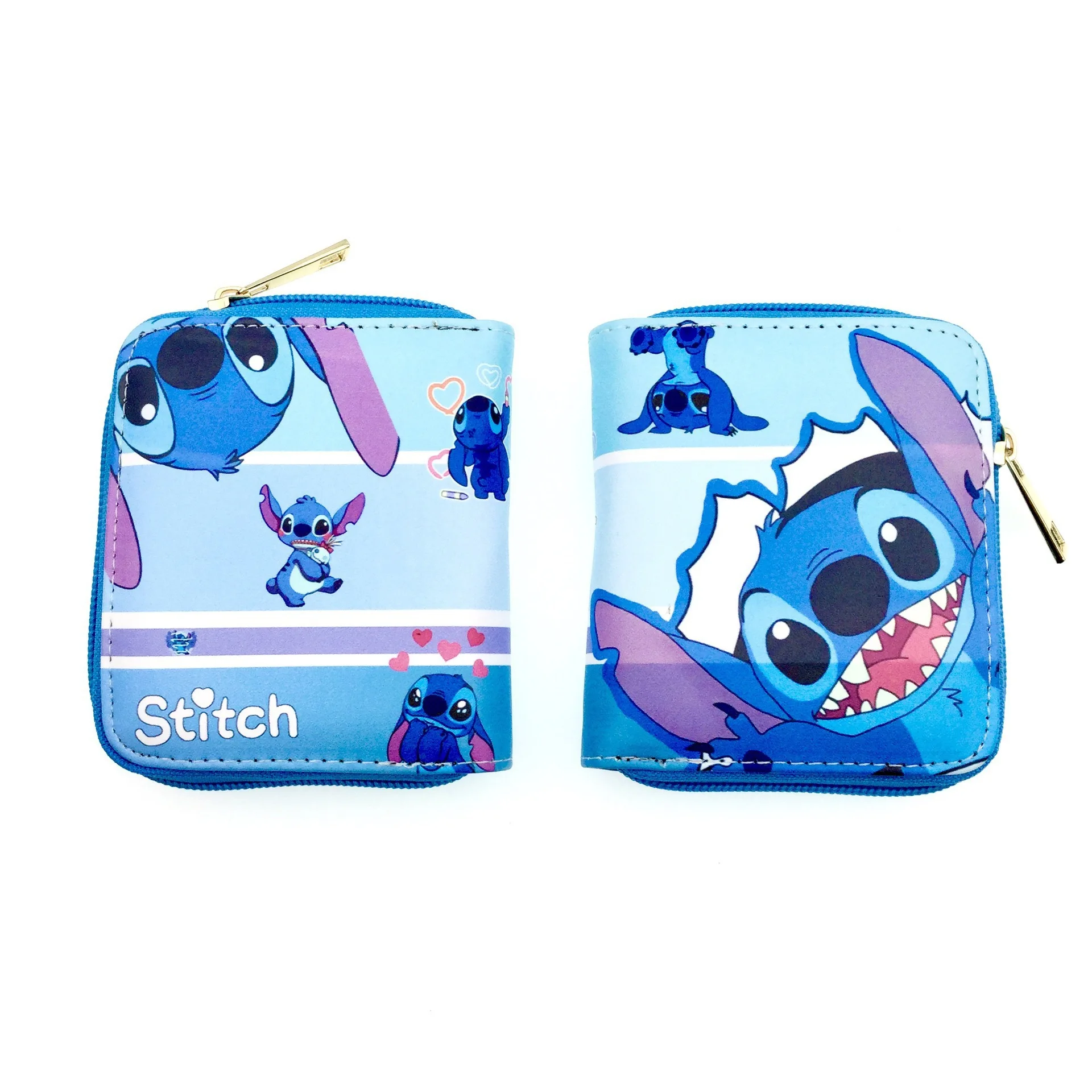 Stitch dompet Disney gambar kartun Lilo & stitch dompet koin pendek motif Anime dompet tempat kartu Multi lapisan mewah untuk hadiah anak-anak