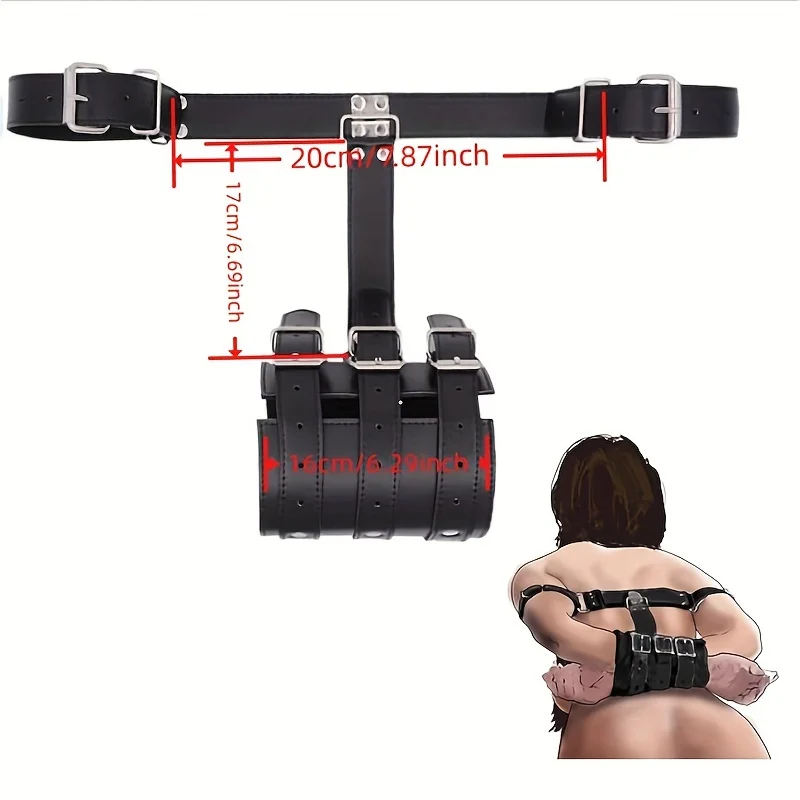 Fashion Women Sexual Restraint Back Handcuffs Sexy Training Leather Bondage Props Role Play Body Accessories