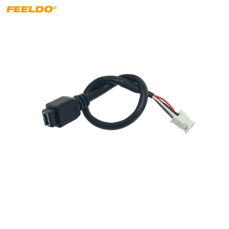 10Pcs Car Audio Input Media Data Wire Mini USB To 4Pin Cable Adapter For Nissan Ford USB AUX Cable
