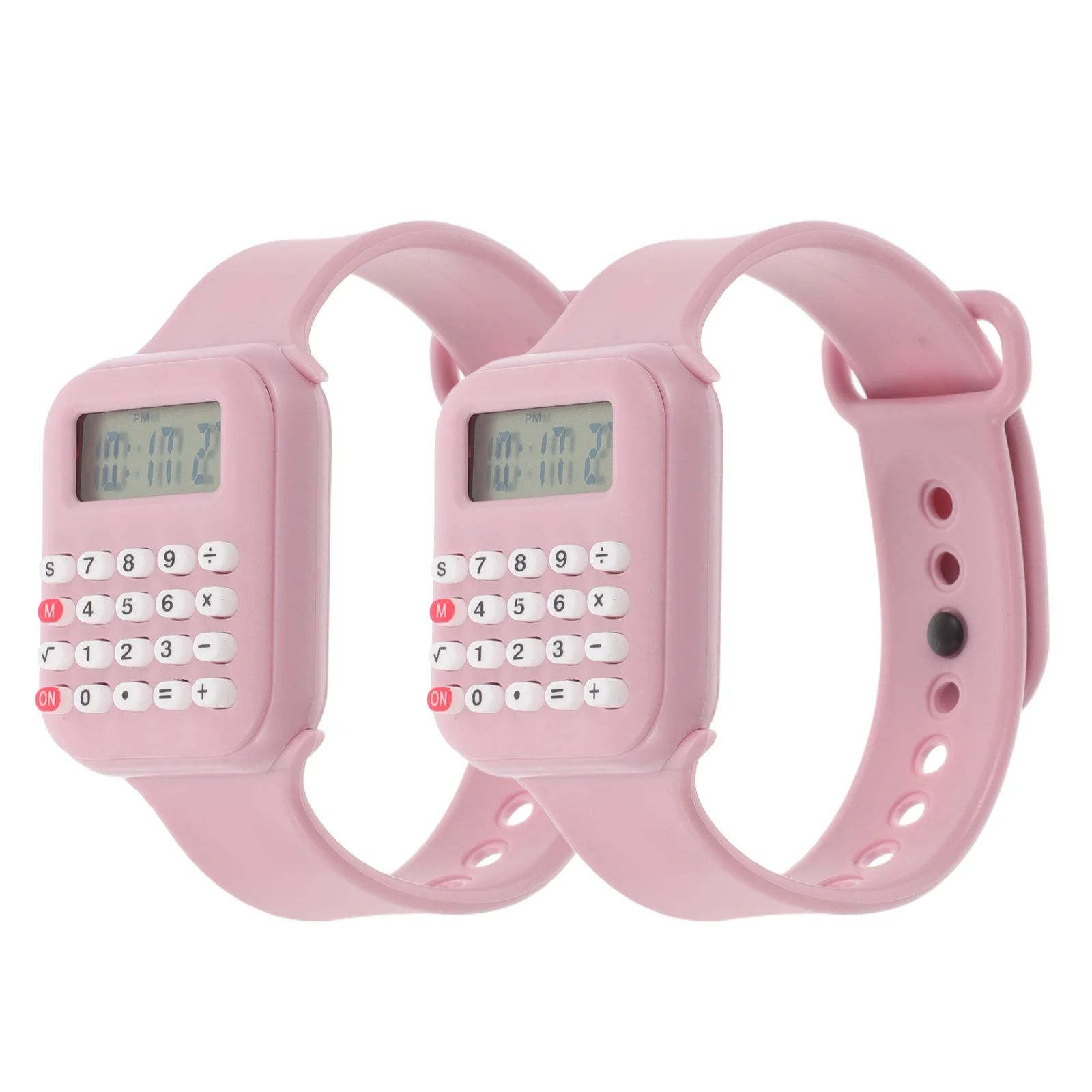 Orologio da calcolatrice da 2 pezzi, piccolo orologio da polso elettronico compatto, accessorio scolastico, strumento carino multifunzionale portatile