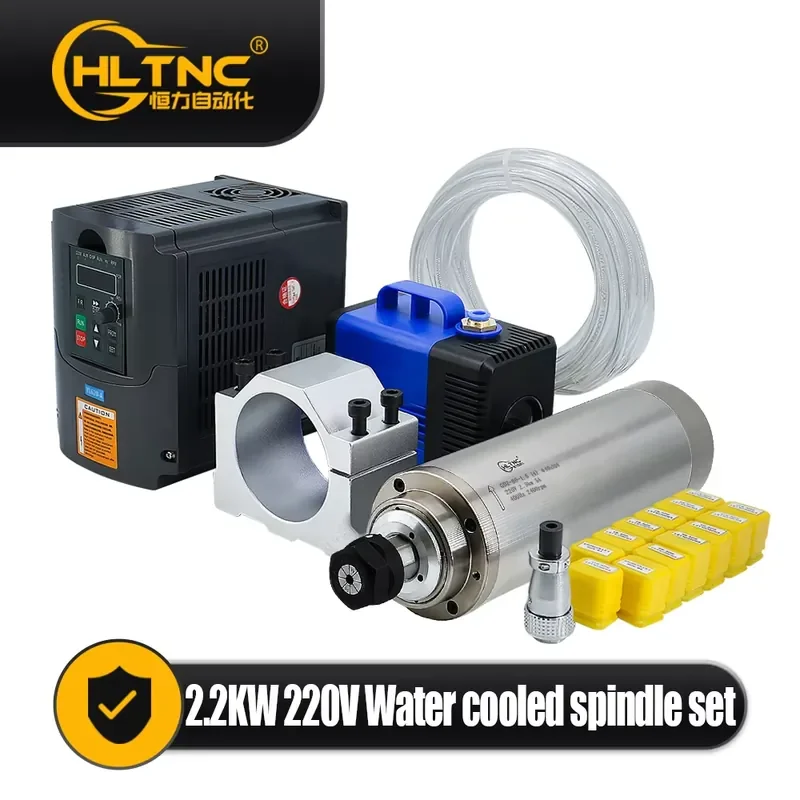 2.2kw ER20 Water Cooled Spindle Motor Kit 24000rpm High Accuracy 220V/380V 4 Bearings for CNC Router - HLTNC