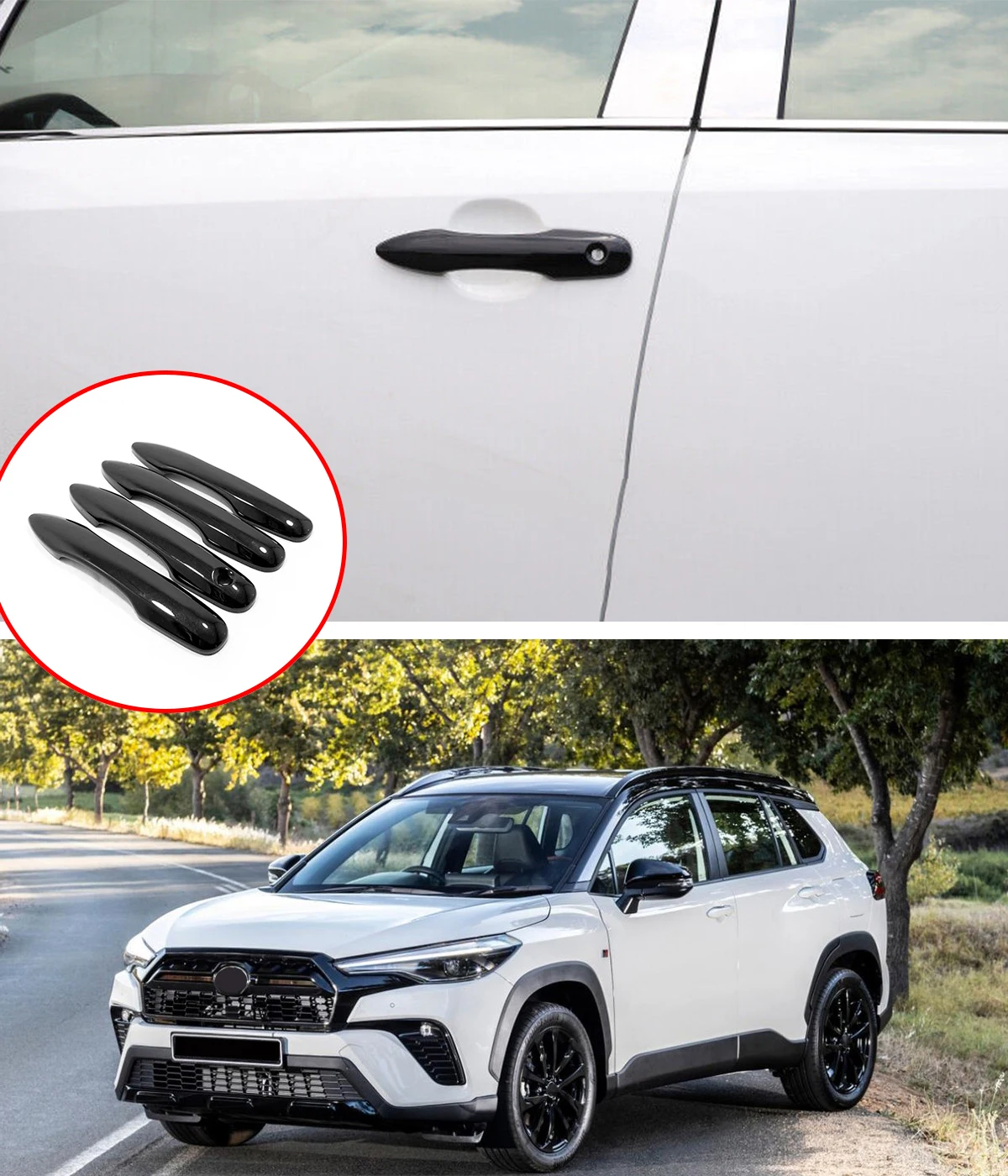 For Toyota Corolla Cross 2022 2023 Car Accessories Abs  Side Door Handle Cover Trim Auto Parts Exterior Protector Sticker