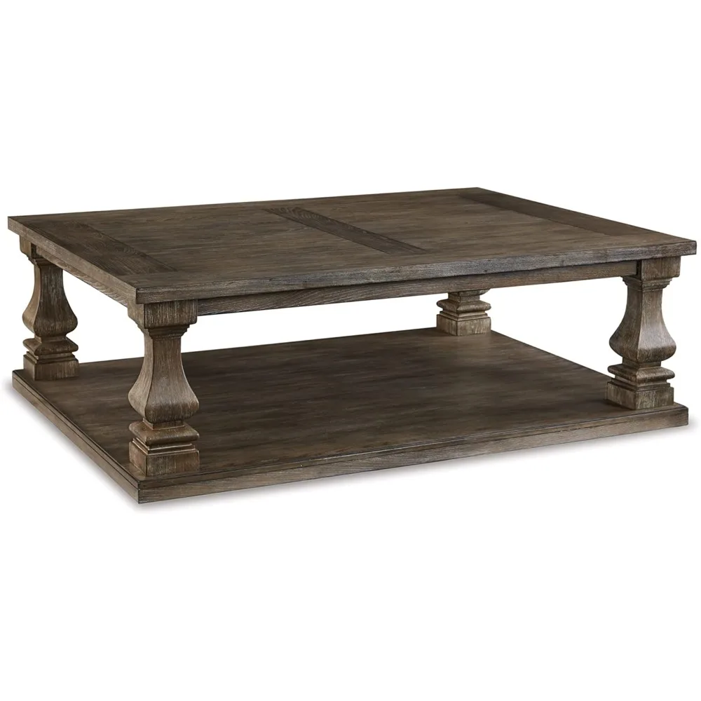 

weathered gray farmhouse style coffee table in gray finish