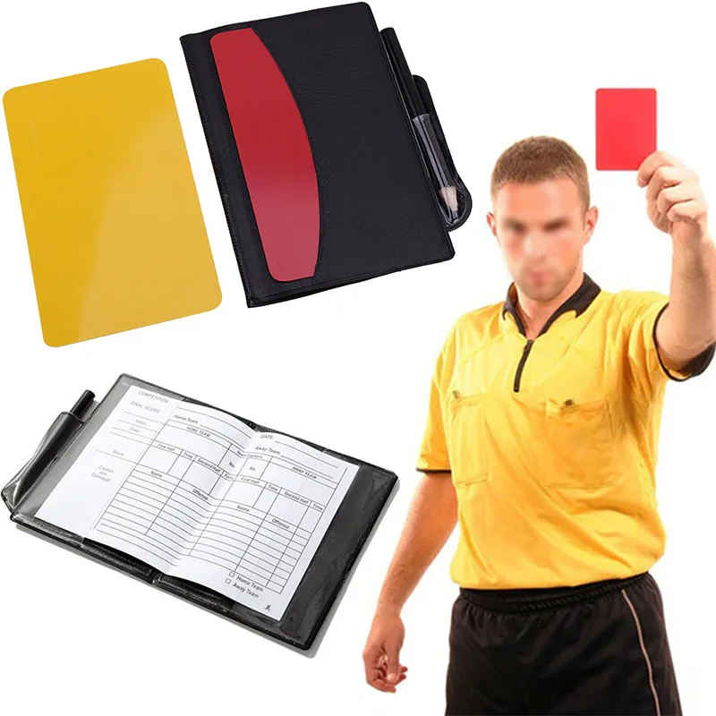 Football Soccer Referee Card Set Football Red and Yellow Card Referee Supplies Wallet Notebook Professional Game Referee Tools